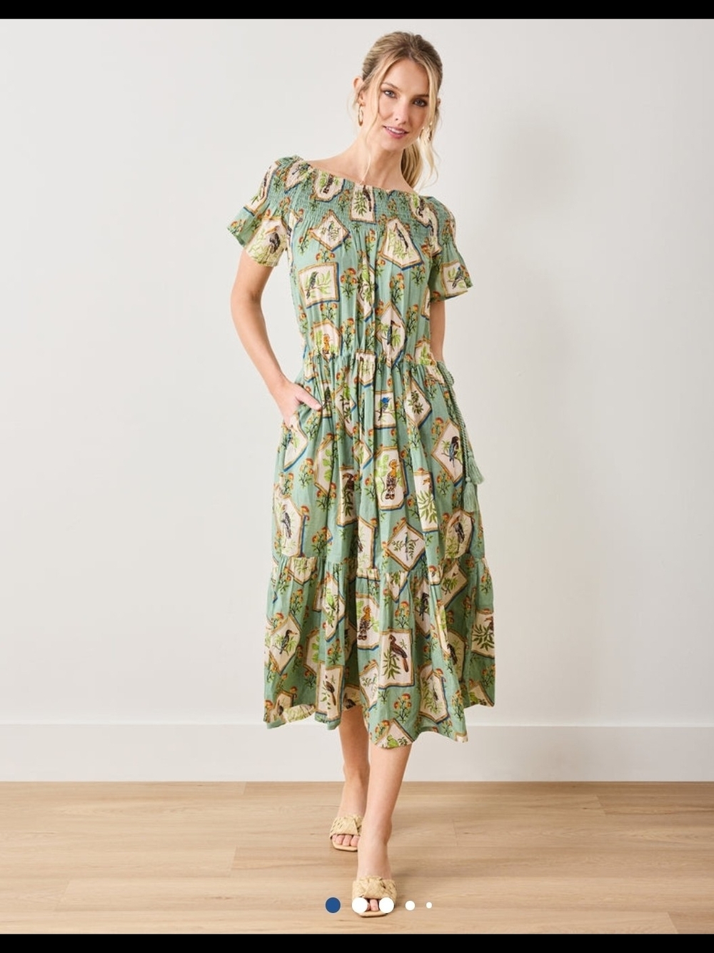 Printfresh Eyes On You Birds Of India Sage Size M Midi Dress
